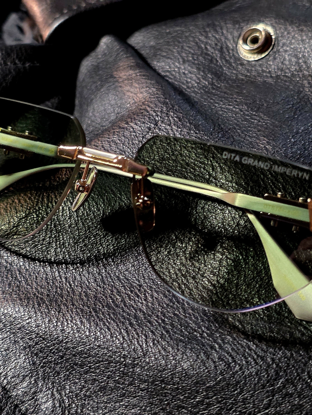 DITA Gold Rim Aviator Sunglasses with Green Tint
